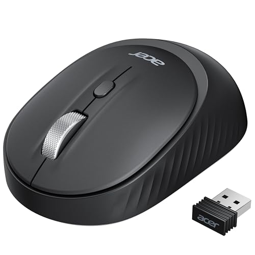 acer Bluetooth Wireless Mouse for Laptop, Computer Mouse Wireless (BT5.2+2.4GHz), Small to Medium Size, Left & Right Handed Office USB Mice with USBA Receiver, 4 Buttons, Compatible with PC, Desktop