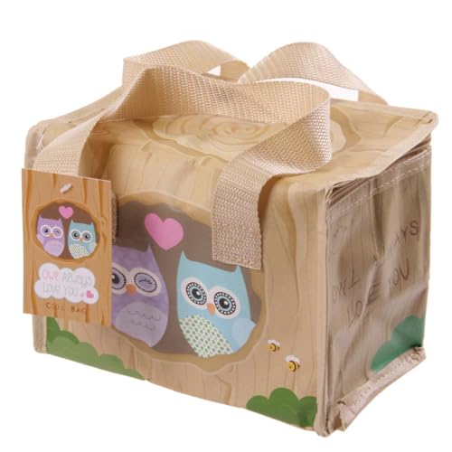 Puckator Woven Cool and Lunch Bag with Love Owl Design - Insulated Lunch Bag for Women Men Children - Lunch Box Bag for Work & School - Beach and Picnic Accessories - Childrens Lunch Box - Cool Bags