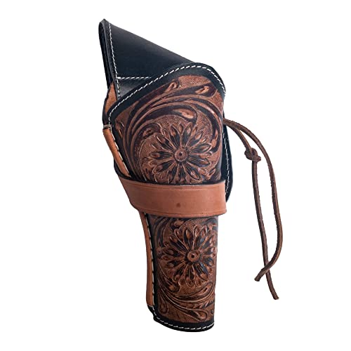 Hulara Genuine Leather Cross Draw Holster Gun Holder 22 .38/357 .44/45 Cal Revolver Western Rough Rider Psitol Holster Fit 4' to 8'