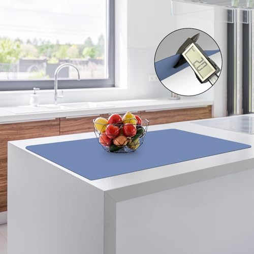 2MM Thick Silicone Countertop Mat, 35.4"x 23.6" Silicone Mats for Kitchen Counter, Nonslip Heat Resistant Mat, Large Kitchen Counter Mats, Waterproof Countertop Protector(Light Blue) by Ultibe - Used condition - US$25.38