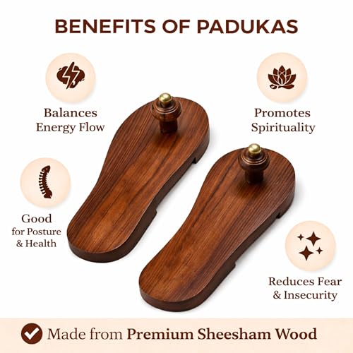 Image of Traditional Wooden Paduka (Khadau) | Handcrafted Wooden Sandals for Pooja, Temple, Meditation & Daily Worship | Wooden Footwear for Men & Women