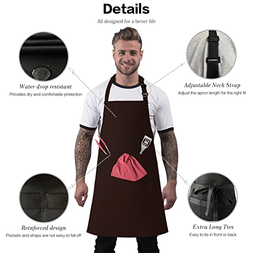 Aektby Adjustable Water Drop Resistant Apron With 3 Pockets, Kitchen Cooking & Grilling Aprons For Women Men Chef (Black) #TOP4