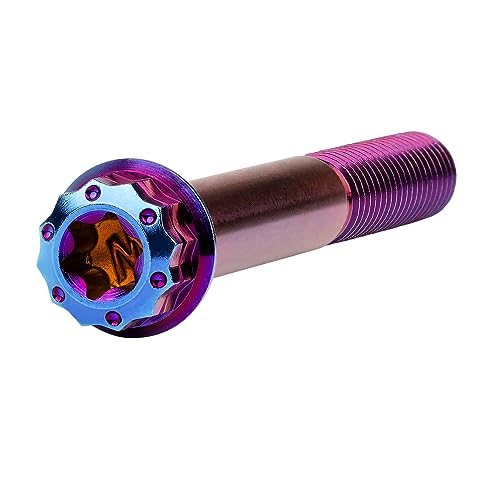 Image of Titanium Flange 12 Point Head M8 x15 20 25 30 35 40 45 50 55 60 65 80mm Screw Bolt Pack of 4 (Burning Blue, M8x80mm)