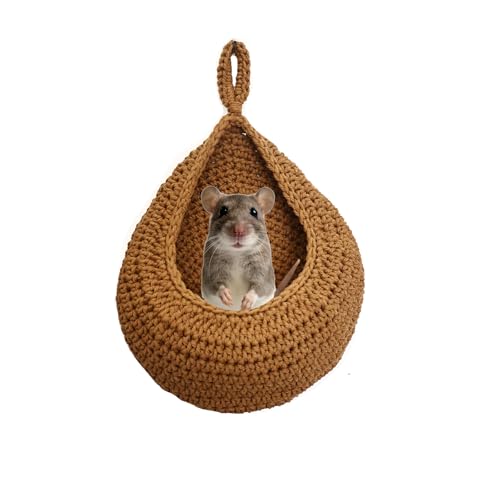 Nafivopa Small Pet Hammock Bed for Rats Sugar Gliders Rat Toys Soft Hanging Sleeping Hideout for Cage Washable Comfortable Nest as Rat Cage AccessoriesBrown