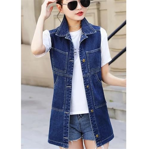 Women's Denim Vests Spring Summer Ripped Long Hole Jeans Waistcoat Fahion Sleeveless Casual Jacket3