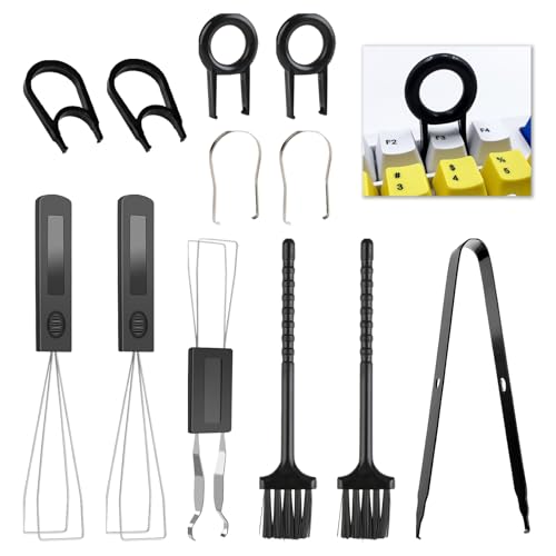 Eiaigky Lot de 12 extracteurs de touches, extracteur de touches mécanique et standard avec pince à épiler et brosses de précision, retrait facile des touches et entretien du clavier