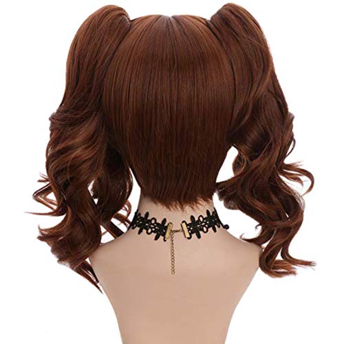 Yuehong Double Ponytail Clip Wig Wavy Anime Wigs For Woman Medium Length Heat Resistant #TOP2