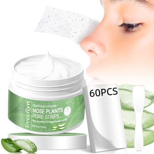 Eveellyn Blackhead Remover Mask, Nose Pore Strips 60 pcs, Removes Impurities and Excess Oil,Deep Cleansing Pore Strips for Blackheads,Tighten Pores for All Skin Type,for Women and Men 30g