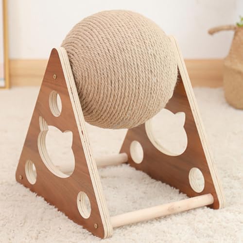 Pelota de rascar para gatos de madera con cuerda de sisal resistente Toddmomy 6