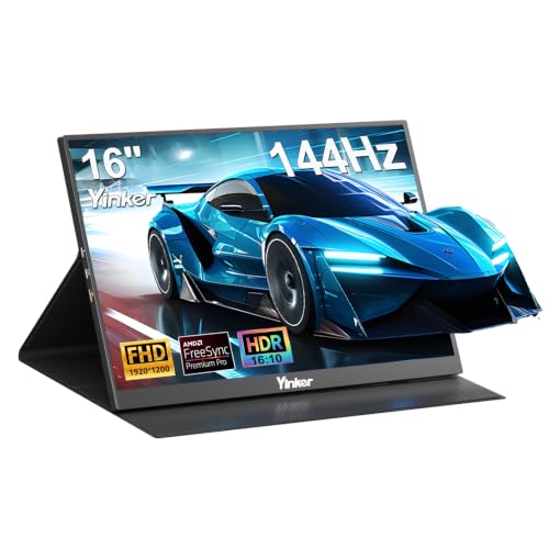 Image of 16'' 144Hz Portable Gaming Monitor, 16:10 1920x1200 IPS with FreeSync, USB-C Plug & Play, Ultra-Slim Kickstand Cover External Screen for Laptop, Mac, PC, PS5, Xbox