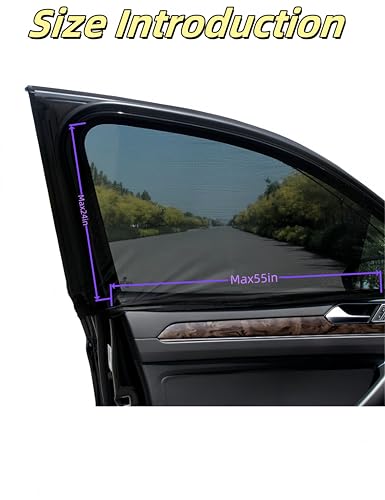 luvilly2 Pack Breathable Mesh Car Window Sun Shade Cover, Car Window Screens，UV Protection Sunshade Mosquito Net Curtain, Protect Privacy for Pets/Family（22.8\"*24\"） - Thumbnail 2