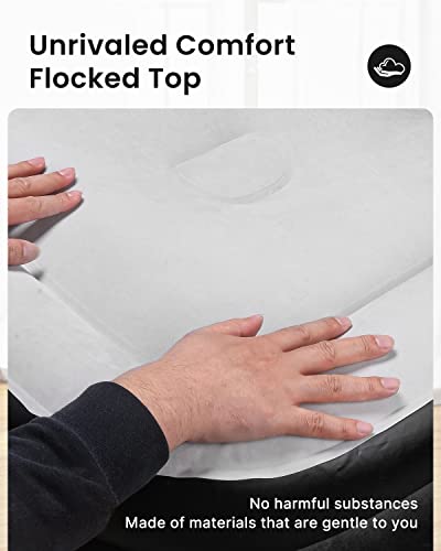 Airefina Comfort Air Mattress Twin With Built-In Electric Pump, Inflatable Bed In 2 Mins Self-Inflation/Deflation, Flocked Surface Blow Up Bed For Home Portable Camping 75X39X18In, 650Lb Max #TOP3