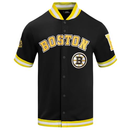 Pro Standard Mens NHL Boston Bruins Classic Chenille Button Down Black/Yellow L