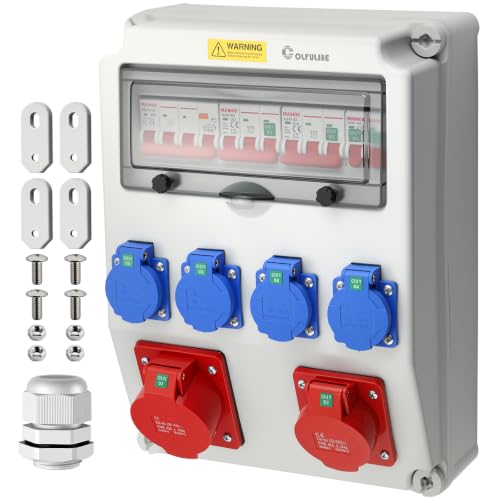COLFULINE Baustromverteiler mit LS/FI, Vorverdrahtet & Wasserdicht IP66