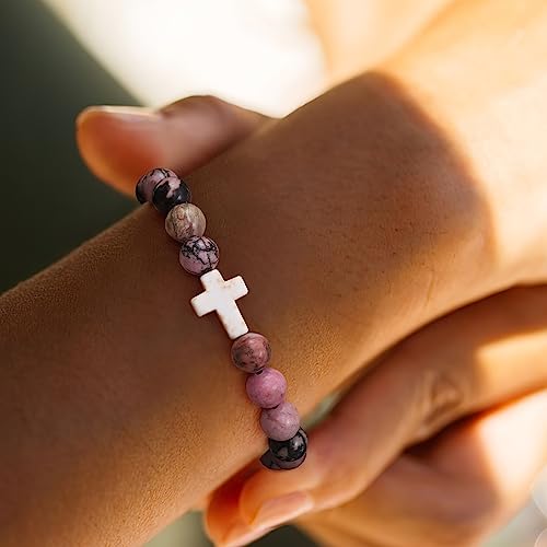 Cross Bracelet for Women Christian Gifts for Daughter Mom Grandma Niece Godmother Religious Baptism Jewelry Birthday Retirement Gifts Beaded Bracelet2