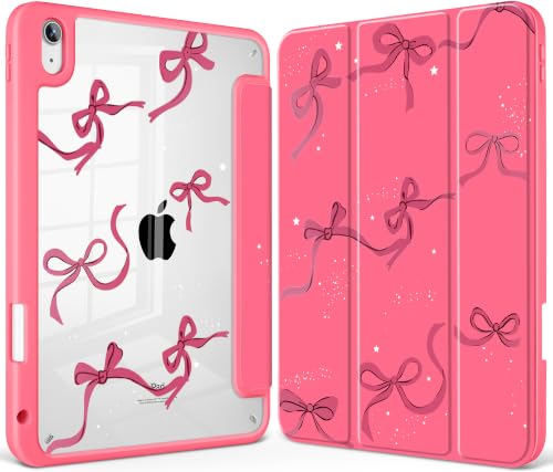 May Chen for iPad (A16) 11th Generation Case 11 Inch 2025, iPad 10th Gen Case 2022 10.9 inch, Built-in Pencil Holder with Shockproof Cover Transparent Back Shell Auto Wake/Sleep, Watermelon red Bow