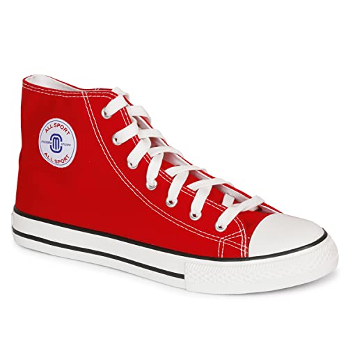 Image of MOZAFIA Men's High-Top Canvas Sneakers - Stylish, Comfortable Lace-Up Casual Shoes, Durable Fashion Streetwear Kicks.
