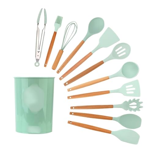 シリコン製木製ハンドル 12点セット キッチン用品セット 調理ツール キッチン用品セット 家庭用アクセサリー