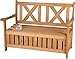 Produktbild needs&wants® Gartenbank Holz wetterfest mit Stauraum, 2-Sitzer Truhenbank Holzbank klassisch, Parkbank Sitzbank massiv Garten Outdoor mit Truhe, 115x61x85 cm, Naturholz Massivholz, dunkel-braun