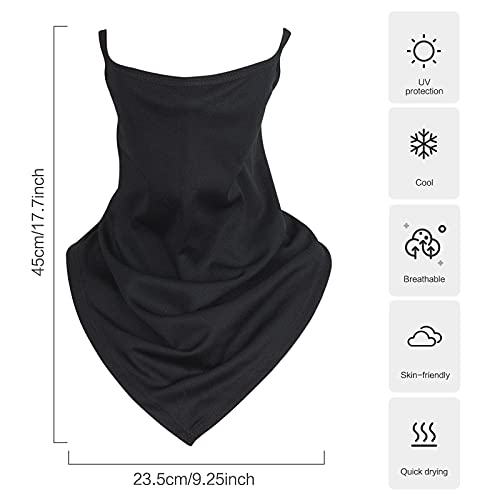Sunland Neck Gaiter With Ear Loops Face Scarf Bandana For Men Balaclava Cover For Outdoors Motorcycle Biking Black 2Pack #TOP1