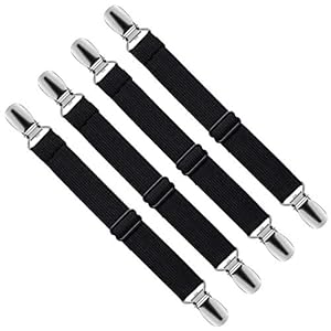 LIHAO 4 x Bettlakenspanner Bettlakenclips Verstellbar Bügelbezugsspanner Bügeltischspanner Schwarz (MEHRWEG)