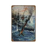 Aircraft Attack British Battleship Vintage Classic British WW2 Propaganda Poster Novelty 8x12 Tin Sign Metal Poster Wall Funny Man Cave Cool Wall Door Plaque New Warning Sign Aluminum Metal Tin