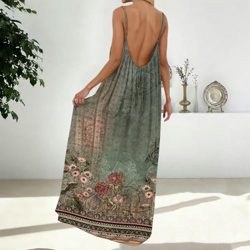 Image of HTHLVMD Backless Cami Dress Summer Dresses for Women 2026 Spaghetti Strap Dresses Womens Solid Color Backless Cami Dress