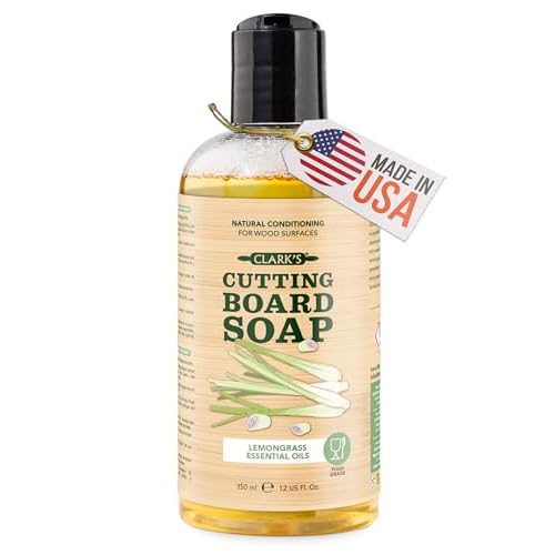 CLARK'S Cutting Board Organic Soap - Enriched with Lemongrass Extracts - Cleaner for Kitchen Countertops, Butcher Blocks, Bamboo, Wooden Bowls and Utensils - Cleans and Restores Wood - Food