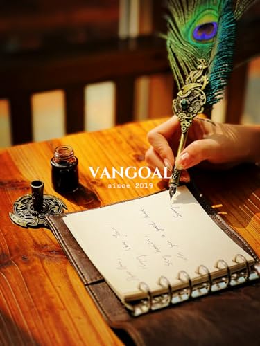 image for VANGOAL Peacock Feather Pen and Ink Set with Gift Box, Vintage Quill P