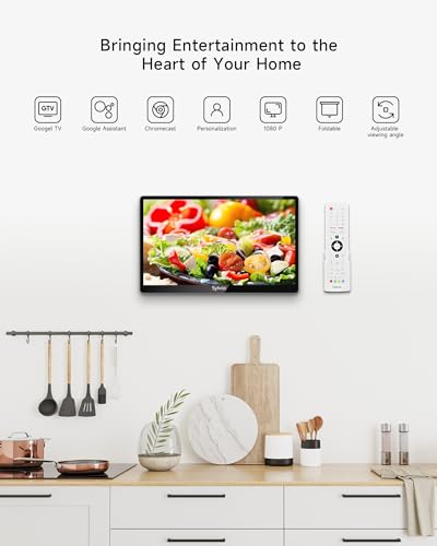SYLVOX Kitchen TV, Small Smart TV for Kitchen, 15.6 inch 1080P Full HD Under Cabinet TVs, Google Smart Television with Voice Remote Control WiFi Bluetooth Chromecast 2 Speakers, Compact & Foldable - Thumbnail 5