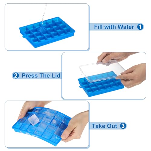 Set de 4 moldes de silicona para cubitos de hielo con tapa morada miniatura 4