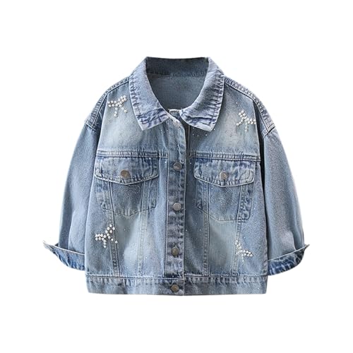 Moonker Girls Jeans Jacket Y2K Fall Long Sleeve Cute Bow Button Denim Coat