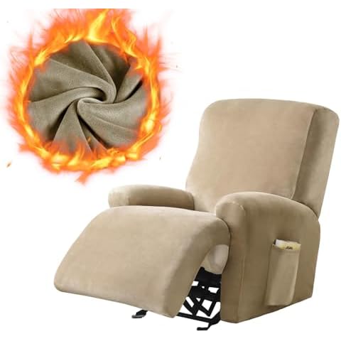 Leorate Velvet Recliner Chair Cover with Pocket Cover