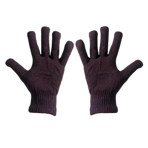 Luva de Inverno, Tecido Quente, Cor Sólida (Marrom)