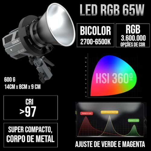 Iluminador Led Colbor 65w Rgb Bicolor Cl60r Ultracompacto + Bolsa