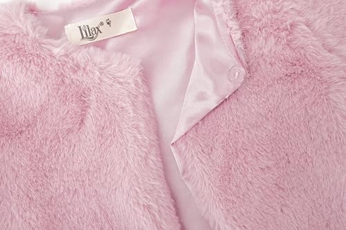 Image of Lilax Girls Cozy Faux Fur Long Sleeve Crew Neck Dress Coat