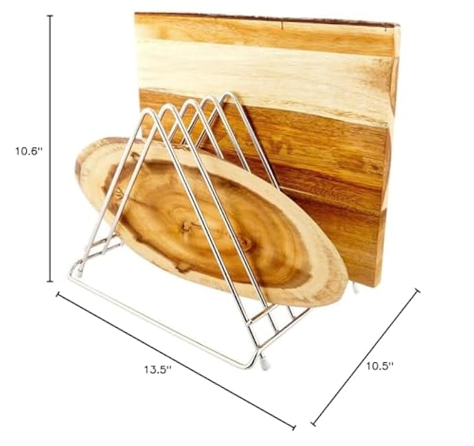 Restaurantware-13.5 x 10.5 x 10.6 Inch Cutting Board Organizer, 1 Cutting Board Holder - 6 Slots, Kitchen Organizer for Plates, Baking Sheets, Pans, Or Pot Lids, Stainless Steel Cutting Board Stand