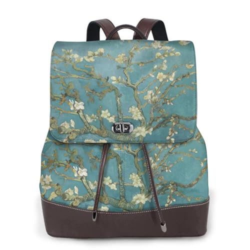 Sac à dos en cuir pour femme, la poésie des fleurs d'amandier au quotidien