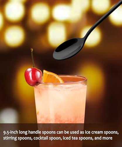 Lovingly Yours 9.5INSPOON4BLACK 9.5-Inch Long Handle Ice Tea Spoons, Ice Cream Spoons, Black Long Coffee Spoons, Stainless Steel Long Spoons For Stirring, Set Of 4 thumb #4