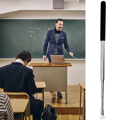 Zeigestab Ausziehbar 120cm,Zeigestock,Teleskopstab,Zeigestock Ausziehbar,Teleskop Zeigestab,Edelstahlmaterial,Rutschfester Griff,für Unterricht,Meetings,Reden, Dirigieren (Schwarz)