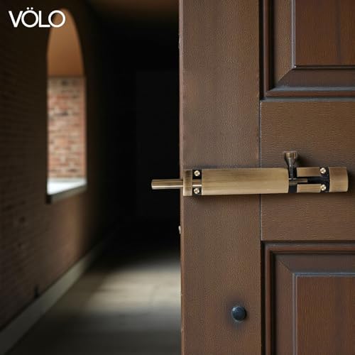 Image of VOLO Aluminium Tower Bolt with Stainless Steel Rod - Heavy Duty Door & Window Latch for Home and Office | Main Door Tower Bolt | Kundi /Chitakini | Pack of 2 Pieces (Antique Brass, 6 Inch)