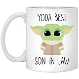 WilsonGifts Yoda Best Son In Law Mug Best Son In Law Gift Gift For Son In Law Son In Law Birthday Gift Funny Son In Law Mug Baby Yoda Mug 11oz, White (VPVLA3JWO1-11oz)