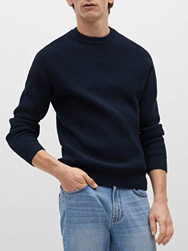 ZHILI Men's Fisherman's Long-Sleeve Pullover Irish Rib Knit Crew Neck Sweater Perfect Merino Wool Fabric4