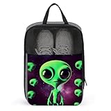 Borsa per scarpe da viaggio, borsa per scarpe con stampa aliena verde, borse per scarpe con cerniera per esterni, borsa per scarpe da uomo e donna, stile, taglia unica, moderna