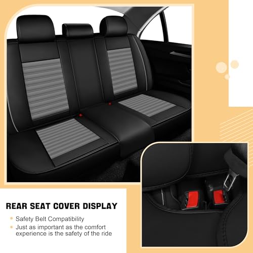 Image of Car Seat Cover for Chevy Equinox 2005-2026 Black&Gray 5 Seat | Nappa Leather Car Seat Protector Fashion Anti-Slip Waterproof Breathable Easy to Install, Auto Interior Accessories(Full Set)
