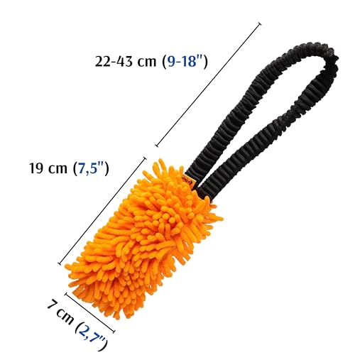 Dingo Hundespielzeug Mop 19 x 7 cm mit Bungee Griff 41 cm Agility Apporte Motivation Spiel mit Hund Training Orange 15673