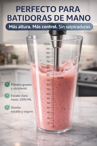 Miniatura 3 de Vaso Batidora De Mano 1000 Ml Vaso Batidor, Vaso Medidor Cocina, Vaso Medidor Batidora, Medidores De Cocina Compatible Con Batidora Braun, Cecotec - Jarra Medidora Plastico, Taza Batidora Sin Bpa
