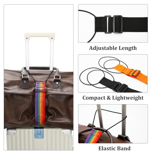 Image of 4PCS Adjustable Elastic Luggage Straps Bag Bungees for Carry Bag, Travel Belt Luggage Fixing Strap Clamping Strap, Water-Resistant, Travel Belt for Luggage Over Handle
