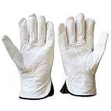 Palma de cuero completa. Guantes de trabajo de piel de oveja de cuero para hombres, guantes para conductores (2 pares) (Color : White, Size : XL)