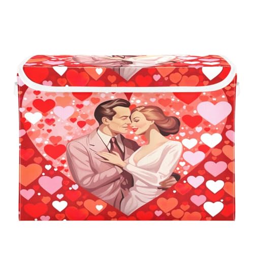 JUMBEAR Contenitori pieghevoli per San Valentino, coppie, con coperchio, in tessuto, per camera da letto, ufficio